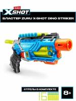 Бластер Дино ZURU X-SHOT DINO ATTACK Dino Striker + 16 мягких стрел и 4 мишени 4860, игрушечное оружие, игрушка для мальчика, подходят стрелы нерф, игровой набор