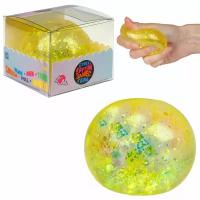 игрушка-антистресс 1toy Крутой замес Супергель жёлтый шар блестки. 6см