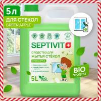 Средство для мытья стекол и зеркал Green Apple SEPTIVIT PREMIUM / Жидкость для чистки окон Септивит / Жидкость для мытья стекол 5л