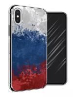 Силиконовый чехол "Флаг России неровный" на Apple iPhone X (10) / Айфон Икс (Десять)