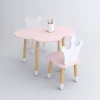 Комплект детской мебели DIMDOMkids, стол "Облако" розовый + стул "Корона" розовый