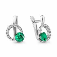 Серьги Diamant online, серебро, 925 проба, изумруд синтетический, фианит