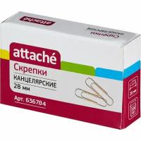 Скрепки Скрепки Attache 28 мм., золотистые металлические 100 шт. в карт.уп 4 уп