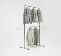 Вешалка напольная для одежны хромированная 200 см х 130 см стенд для магазина торговое оборудование гардеробная система