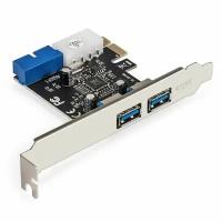 Контроллер ExeGate EXE-342 (PCI-E x1 v2.0, 2*USB3.0 ext.+ 1*19pin int. (внутренние коннекторы для подключения 2*USB3.0 портов на корпусе), разъем доп.питания, VIA Labs Chipset VL805) EX296209RUS