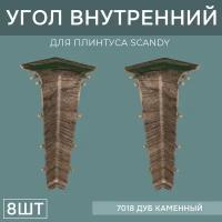 Внутренний угол 72мм для напольного плинтуса Scandy 4 блистера по 2 шт, цвет: Дуб Каменный