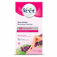 Восковые полоски Veet для нормальной кожи, c технологией Easy Gel-wax, 12 шт