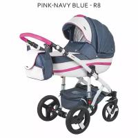 Коляска универсальная Bebe-Mobile MOVO 3 в 1, R8 - синий, розовый, белый