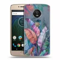 Дизайнерский силиконовый чехол для Моторола Мото Ж5с / Motorola Moto G5s Тропические листья