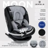 Автокресло JOVOLA Moon ISOFIX, группа 0+1+2+3, 0-36 кг, до 12 лет, черный - светло-серый