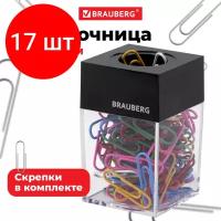 BRAUBERG Скрепочница магнитная 228401 с цветными скрепками