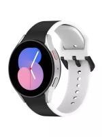 Силиконовый ремешок для часов Samsung Galaxy Watch 4 5 6 Classic Pro 40 42 43 44 45 46 47 мм mm черный/белый