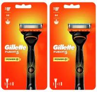 Gillette Станок для бритья Fusion Power Flexball Red, 1 сменная кассета, 2 шт