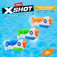 Набор водных бластеров ZURU X-SHOT WATER Water Warfare Typhoon Thunder / Разрушение Тайфуна, 3 шт., игрушки для мальчиков, 11830