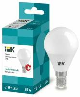 Лампа светодиодная (LED) Шар Е14 7Вт 630лм 4000К 230В матов. IEK