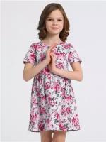 Платье Апрель, размер 72-140, серый, розовый