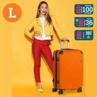 Чемодан легкий из ABS пластика Fusion FTS-1001-L orange, кодовый замок с индивидуальной настройкой кода, 100 литров, 4 колеса с поворотом на 360 градусов