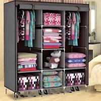 Складной каркасный тканевый шкаф STORAGE WARDROBE 175*150*45 см, серый