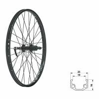 Колесо заднее KLS WASPER CASSETTE V-brake R, 24", чёрное