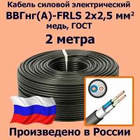 Кабель силовой электрический ВВГнг(A)-FRLS 2х2,5 мм2, медь, ГОСТ, 2 метра