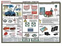 Стенд Электробезопасность при напряжении до 1000 В "Защитные средства" (620х470мм)