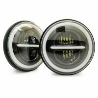 Фары светодиодные головного света LADA Niva, УАЗ, универсальные 7" (2 LED CREE, 10-30 V, IP 67) #19872