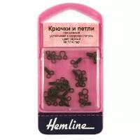 Hemline Крючки и петли пришивные для одежды, №1, черные,14 штук