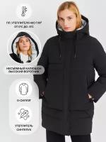 Тёплая стёганая куртка-пальто с капюшоном, цвет Черный, размер XS 023345202114