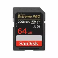 Карта памяти SanDisk Extreme Pro SD UHS I 64GB Card 4K Video DSLR Mirrorless Cameras 200MB s Read 90MB s Write. Цвет: черный