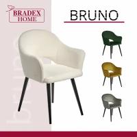 Стул кресло для кухни и гостиной мягкий велюр со спинкой Bruno белый, искусственный мех