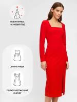 Платье-футляр с разрезом на подоле, цвет Красный, размер S