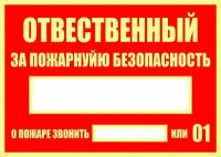 Табличка Ответственный за пожарную безопасность 29,7х21 см. А4