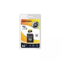 Карта памяти Exployd MicroSD, 64 Гб, SDHC, UHS-1, класс 10, 95 Мб/с, с адаптером SD