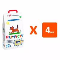 PRETTY CAT WOOD GRANULES наполнитель древесный для туалета кошек (12 л х 4 шт)