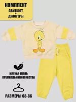 Детский костюм для девочек Tweety, свитшот + джоггеры, хлопок, размер 80 RU, желтый