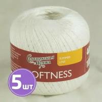 Пряжа Семеновская пряжа Softness (37514), ультрабелый+В 5 шт. по 100 г