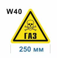 Предупреждающие знаки W 40 Осторожно Газ ГОСТ 12.4.026-2015 250мм 1шт