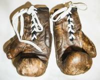 Перчатки для бокса сувенирные кожа-ретро темно-коричневые