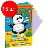 Комплект 15 штук, Бумага цветная для оригами А-5 Забавная Панда 10цв.10л./40/ПО-8970