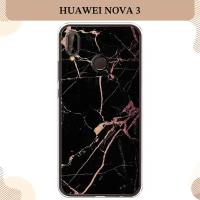 Силиконовый чехол "Мрамор розовое золото" на Huawei Nova 3 / Хуавей Нова 3