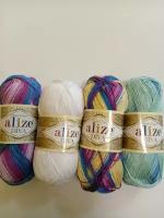 Набор пряжи Alize Diva 4 шт Alize Diva Batik 1767 (1шт) 6794 (2 шт) Alize Diva 55 (1 шт) Состав 100% микрофибра/акрил