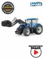 Брудер, Синий трактор New Holland T7.315 с погрузчиком, Bruder