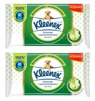 Kleenex, 2 упаковки по 38шт, Влажная туалетная бумага Skin Kind