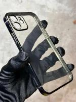 Противоударный чехол Baseus Shining case Anti-fall TPU для iPhone 12 6.1, цвет прозрачный, черные борта