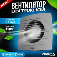 Вытяжной вентилятор бесшумный, высокоэффективный (10Вт/D100/IP44) Vesta-Electric SILVER EF-100 (Серебряный)