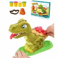 Детский игровой набор для лепки из пластилина Динозавр 21 х 7 х 16 см, 4 цвета, с формочками, DO001