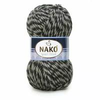 Пряжа Sport wool Nako, св.серый/тем.серый меланж - 21342, 25% шерсть, 75% премиум акрил, 5 мотков, 100 г., 120 м