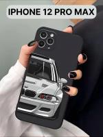 Защитный чехол на айфон 12 про макс силиконовый противоударный бампер для Apple с защитой камеры, чехол на iphone 12 Pro Max, BMW, серый