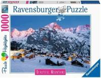 Пазл для взрослых Ravensburger 1000 деталей: Горы Бернский Оберланд, Мюррен. Швейцария