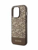 Чехол Guess PU G CUBE Hard (MagSafe) для iPhone 15 Pro, цвет Коричневый (GUHMP15LHGCFSEW)